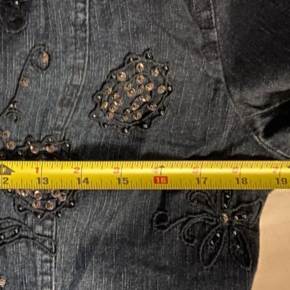 Flashback Womens Denim Blingy Shacket Size M - Picture 7 of 10